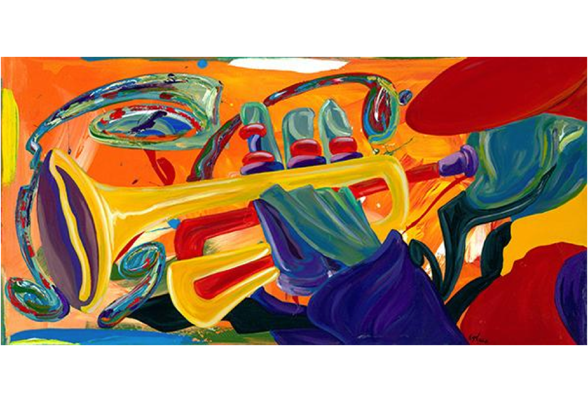 Violet, Yellow, Red" has also been used for the promotion of The 15th Annual, 2007 Capital Jazz Festival Size: 24" x 48", Acrylic on canvas by Ligel Lambert, Art donated by The Art of Ligel/Ligel.com